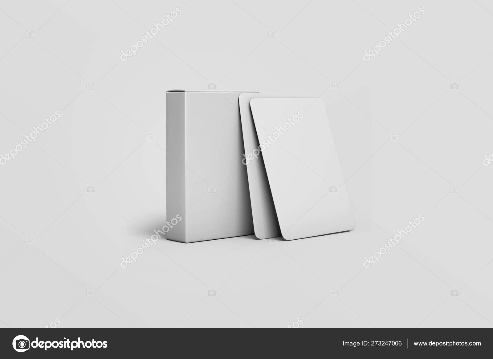 Playing Card Box Blank White Cards Mock Light Grey Background
